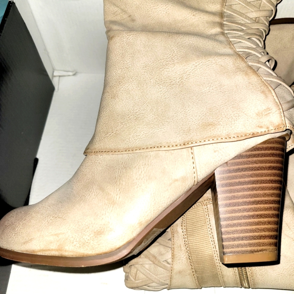 Torrid wide calf tan boots with lace back